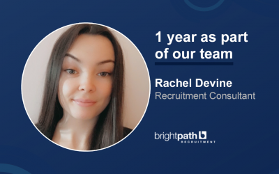 Congratulations on 1 year with Brightpath Recruitment to Rachel in our Sligo office